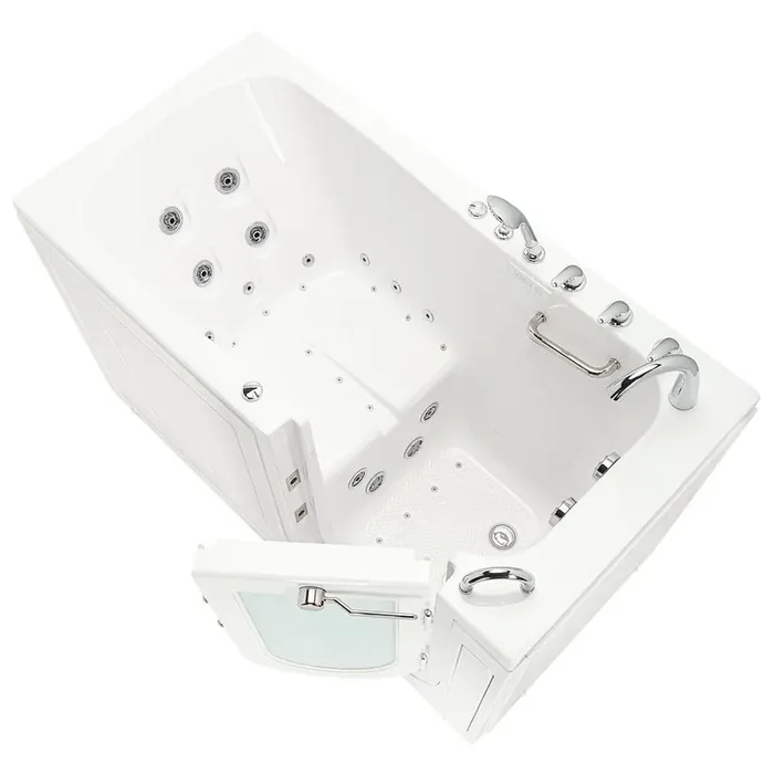 Big4One 66 in. Whirlpool and Air Bath Walk-In Bathtub in White, Foot Massage, Right Door, Fast Fill Faucet, Dual Drain