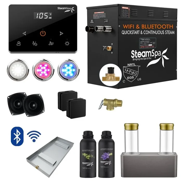 Black Series 10500-Watt Steam Generator with Wireless Remote, BLUETOOTH, WIFI and Dual Aroma Pump in Matte Black