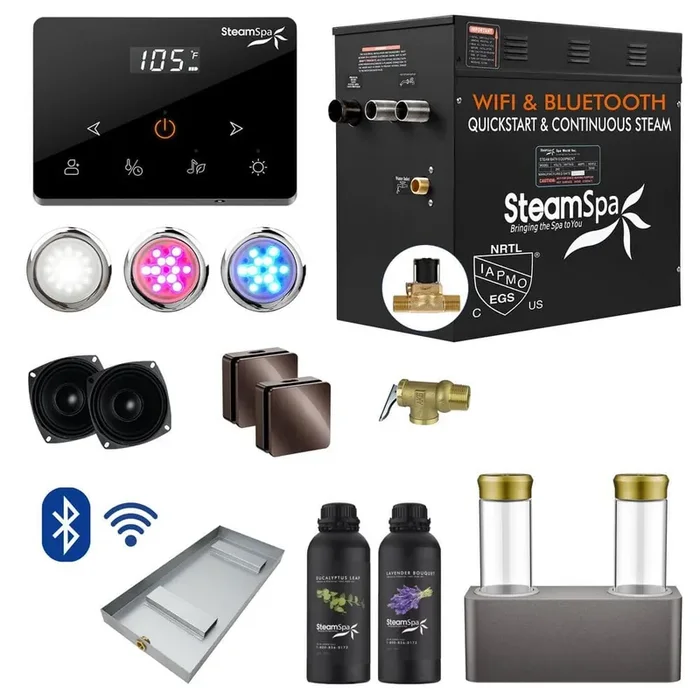 Black Series 10500-Watt Steam Generator with Wireless Remote, BLUETOOTH WIFI and Dual Aroma Pump in Oil Rubbed Bronze