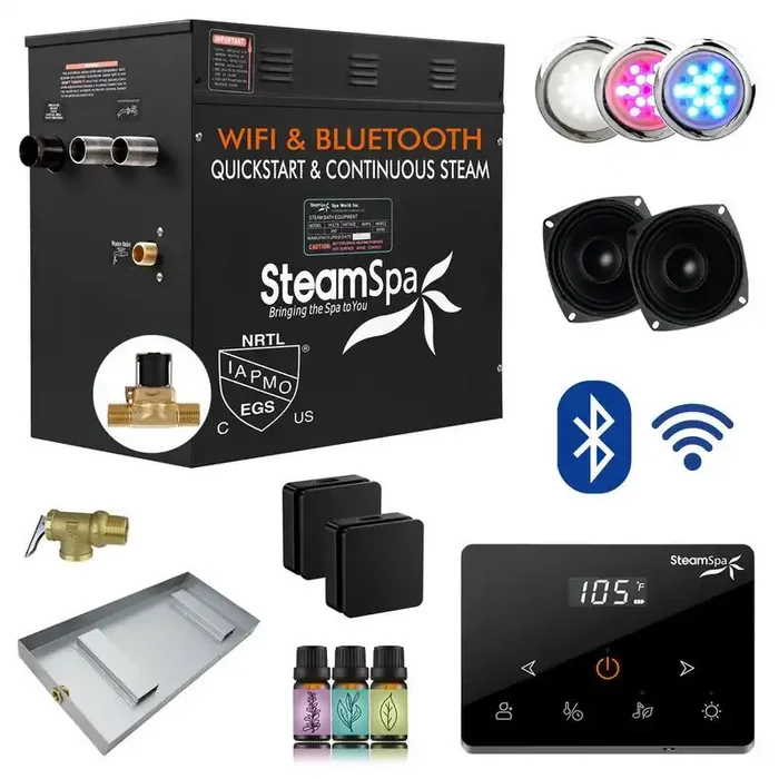 Black Series 12000-Watt Steam Generator with Fully Wireless Remote, Bluetooth, WiFi and Auto Drain in Matte Black