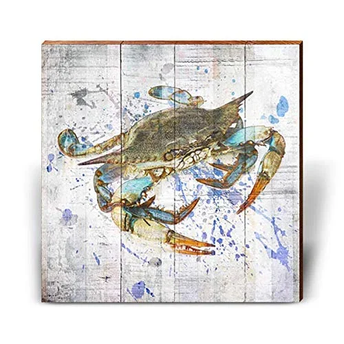 Blue Crab Wooden Sign | Wall Art Print on Real Wood 