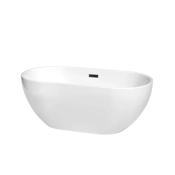 Brooklyn 60 in. Acrylic Flatbottom Bathtub in White with Matte Black Trim