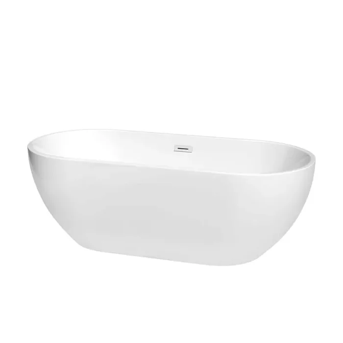 Brooklyn 67 in. Acrylic Flatbottom Bathtub in White with Shiny White Trim