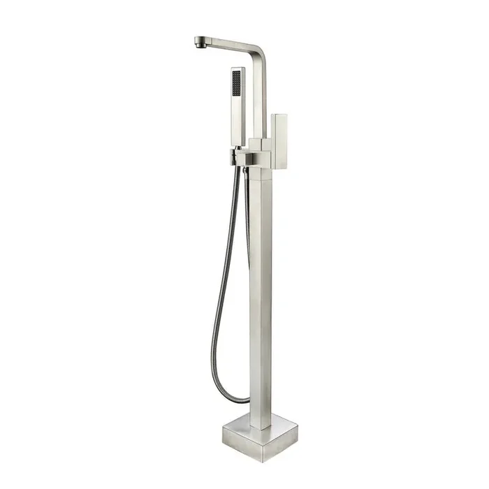 Brushed Nickel 1-Handle Freestanding Tub Faucet with Handheld Shower Head