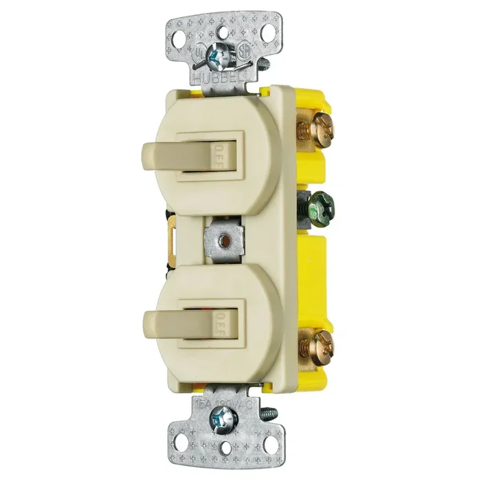 Bryant Combination 2-15A Single-Pole Toggle Ivory (RC101I)