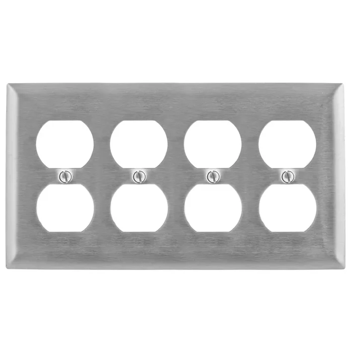 Bryant Wall Plate 4-Gang Duplex Stainless Steel Strap Mount (SS84)