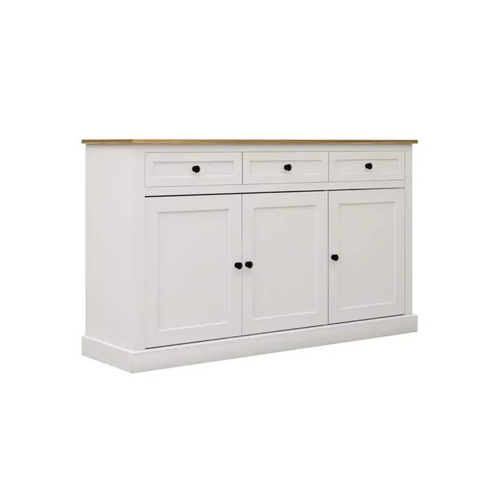 Buffet Cabinet Storage Sideboard Farmhouse Server Bar Wine Cabinet with 3-Drawers and 3-Doors Adjustable Shelves