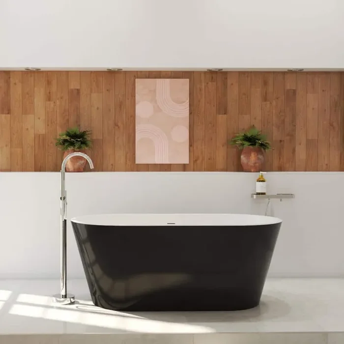 Calinda 60 in. x 30 in. Acrylic Non-Whirlpool Freestanding Oval Center Drain Bathtub in Black