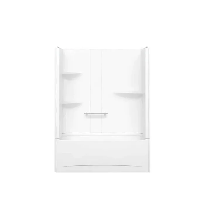 Camelia TS 33 in. x 60 in. x 79 in. Bath and Shower Kit with Left Hand Drain in White