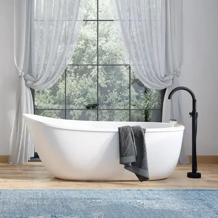 Cantora 60 in. Freestanding Flatbottom Single-Slipper Soaking Bathtub with Reversible Drain in White