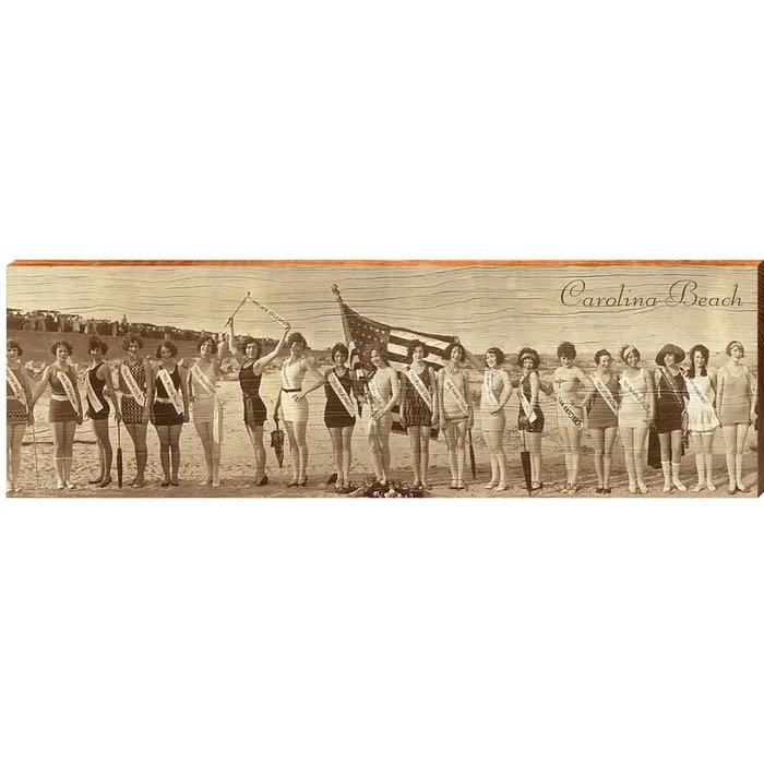 Carolina Beach Bathing Beauties | Wall Art Print on Real Wood