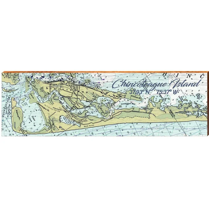Chincoteague Island NOAA Chart Map | Wall Art Print on Real Wood