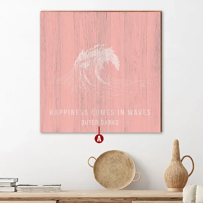 Coastal Happiness Comes In Waves Coral Wood Wall Art Print