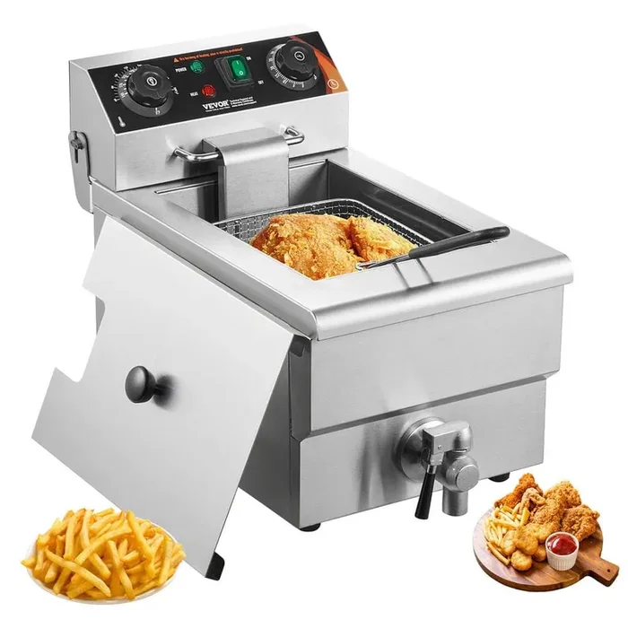 Commercial Deep Fryer, 1500W Electric Countertop Fryer with Basket, 11.6 qt. / 11L Stainless Steel Single Oil Fryer