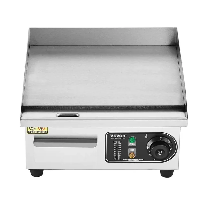 Commercial Electric Griddle 1700-Watt 14 in. Countertop Flat Top Grill, Stainless Steel, 208.78 sq. in. Silver