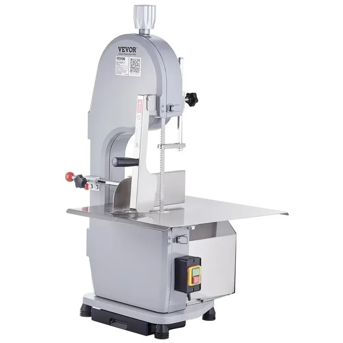 Commercial Electric Meat Bandsaw 1500-Watts Stainless Steel Bone Saw Machine Frozen Meat Cutter, Silver