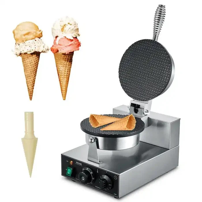 Commercial Ice Cream Cone Machine 110V Electric Waffle Makers 1200W Stainless Steel Egg Cone Baker