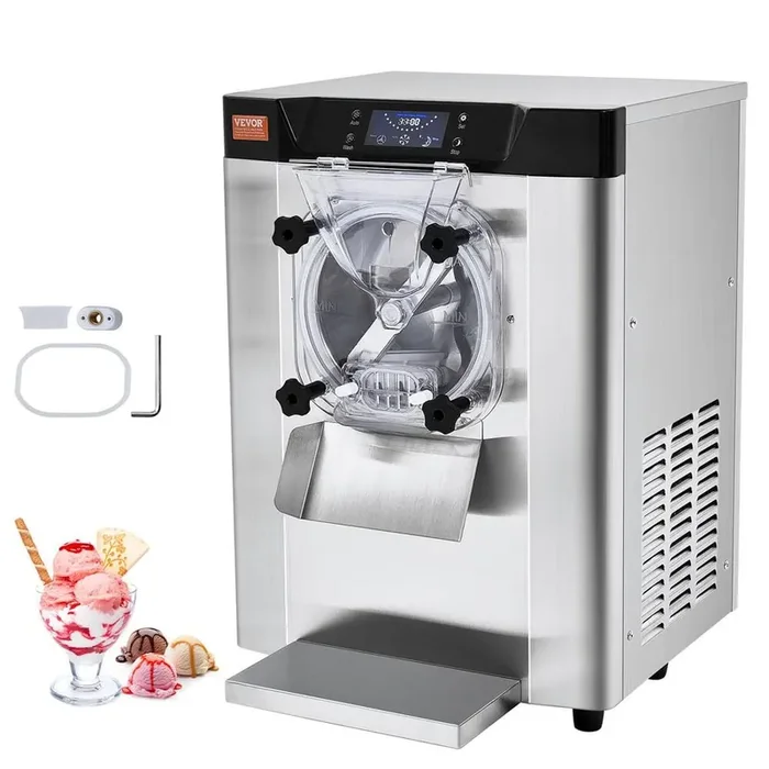 Commercial Ice Cream Machine, 4.0 qt. Silver, 1713-Watt Single Flavor Countertop Hard Serve Ice Cream Maker Cylinder