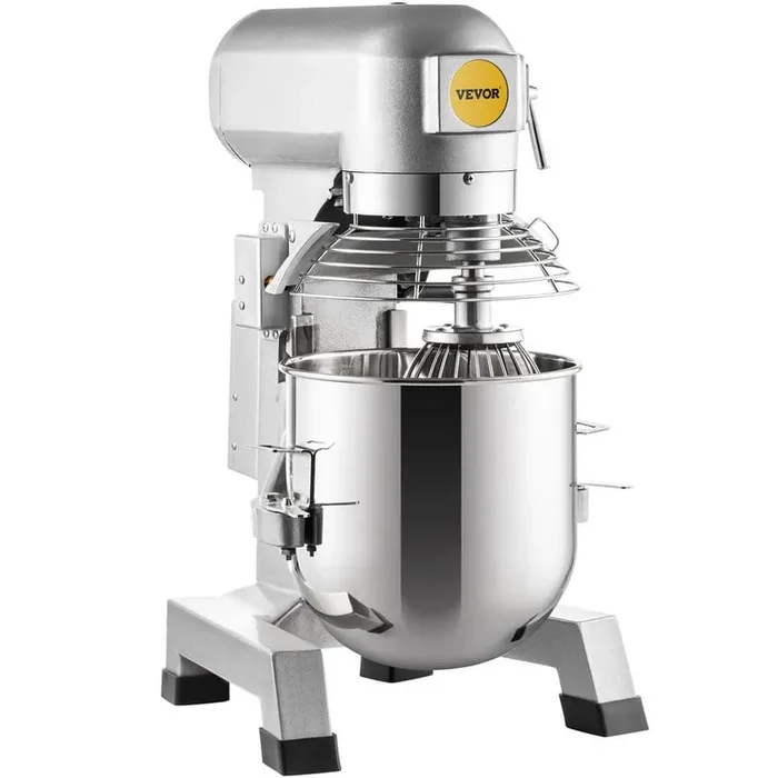 Commercial Stand Mixer 10 qt. Dough Mixer Heavy Duty Silver Electric Food Mixer with 3-Speeds Adjustable 450 W
