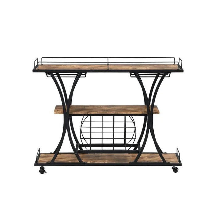 Contemporary Black Metal Framed Kitchen Cart with Wheels Storage Shelves ( 3-Tier)