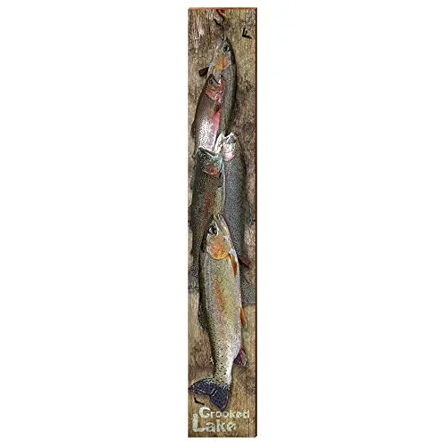 Crooked Lake Hanging Trout Home Decor Art Print on Real Wood Each
