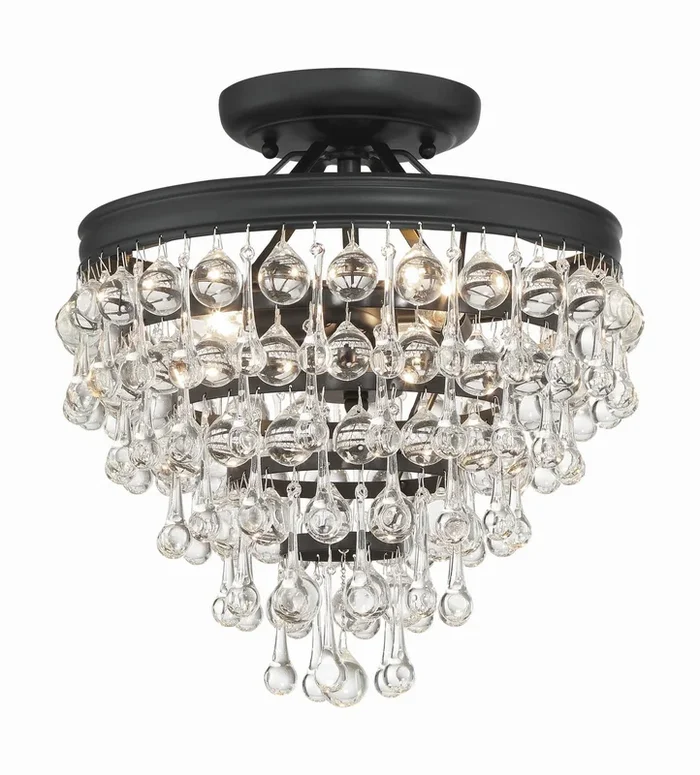 Crystorama – 130-MK_CEILING – Three Light Semi Flush Mount – Calypso – Matte Black – 130MKCEILING