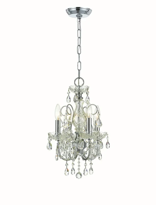 Crystorama – 3224-CH-CL-MWP – Four Light Mini Chandelier – Imperial – Polished Chrome – 3224CHCLMWP