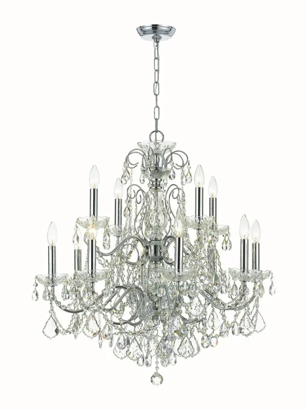 Crystorama – 3228-CH-CL-MWP – 12 Light Chandelier – Imperial – Polished Chrome – 3228CHCLMWP