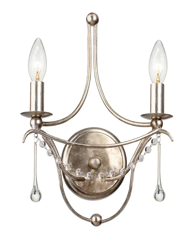 Crystorama – 422-SA – Two Light Wall Sconce – Metro – Antique Silver – 422SA