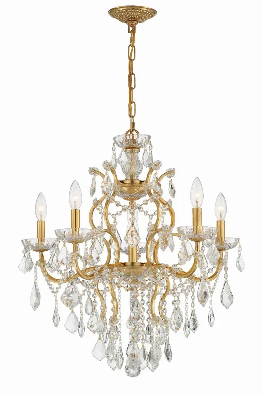 Crystorama – 4455-GA-CL-MWP – Six Light Chandelier – Filmore – Antique Gold – 4455GACLMWP