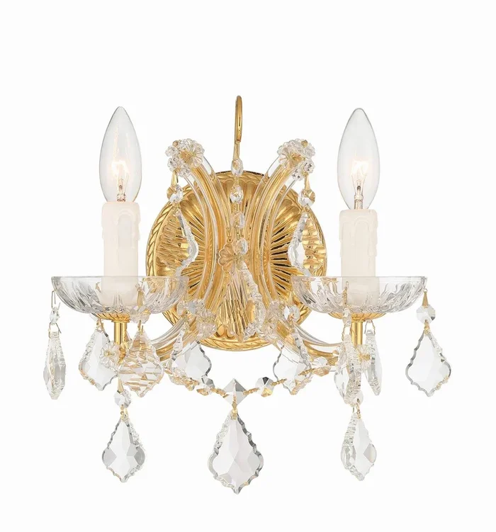 Crystorama – 4472-GD-CL-SAQ – Two Light Wall Sconce – Maria Theresa – Gold – 4472GDCLSAQ