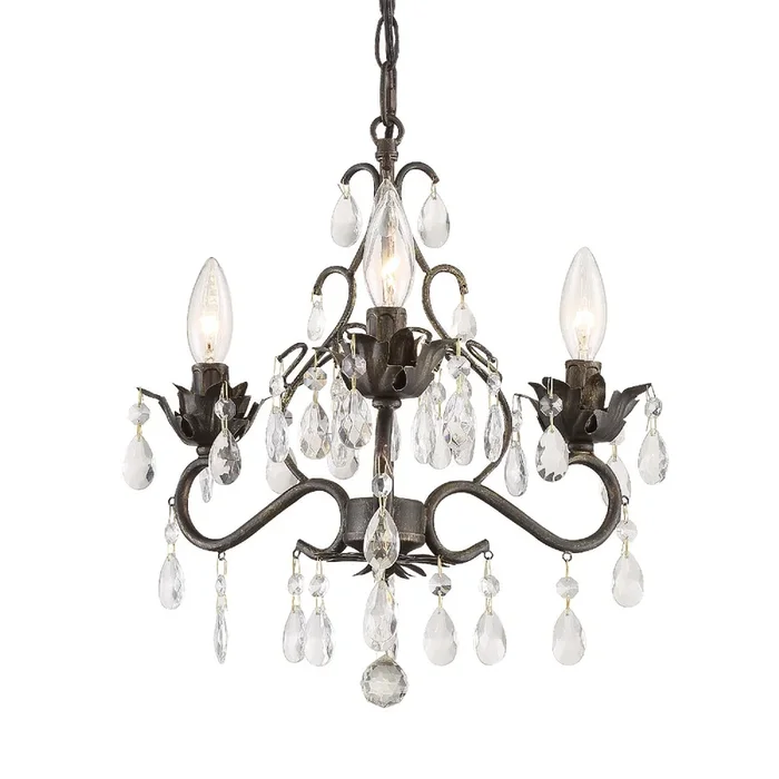 Crystorama – 4534-EB-CL-SAQ – Three Light Mini Chandelier – Paris Market – English Bronze – 4534EBCLSAQ