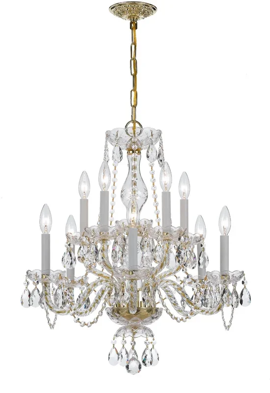 Crystorama – 5080-PB-CL-SAQ – Ten Light Chandelier – Traditional Crystal – Polished Brass – 5080PBCLSAQ