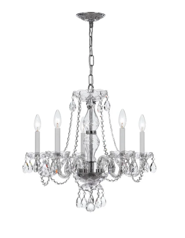 Crystorama – 5085-CH-CL-SAQ – Five Light Chandelier – Traditional Crystal – Polished Chrome – 5085CHCLSAQ