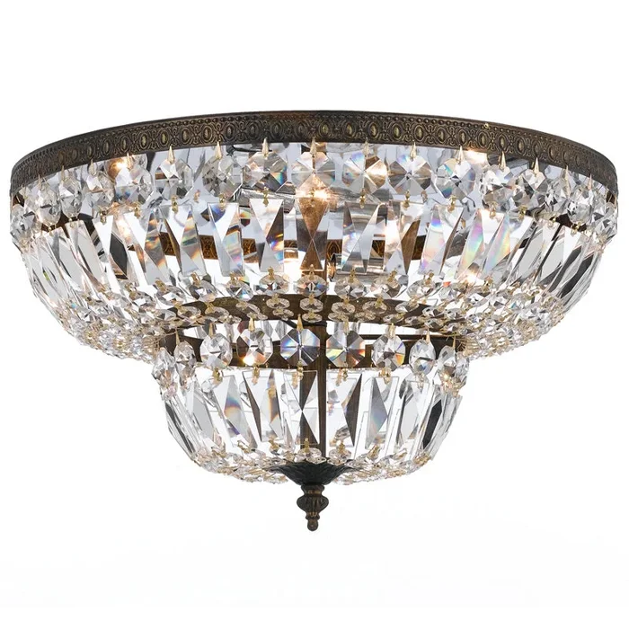 Crystorama – 724-EB-CL-SAQ – Six Light Flush Mount – Ceiling Mount – English Bronze – 724EBCLSAQ