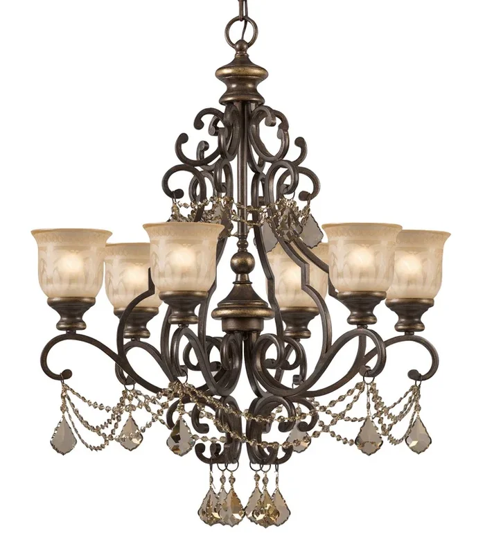 Crystorama – 7516-BU-GT-MWP – Six Light Chandelier – Norwalk – Bronze Umber – 7516BUGTMWP
