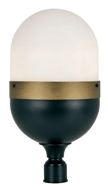 Crystorama – CAP-8509-MK-TG – Three Light Outdoor Post Mount – Capsule – Matte Black + Textured Gold – CAP8509MKTG