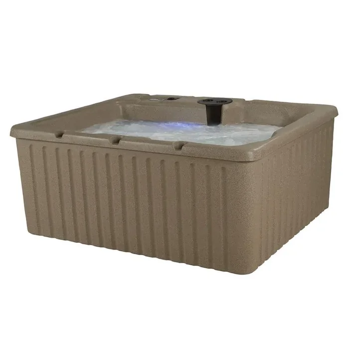 Current 14-Jet 120 V Hot Tub, Seats 3-4, 3 Passive Therapy Seats Plus Full Body Massage Lounger, Cobblestone