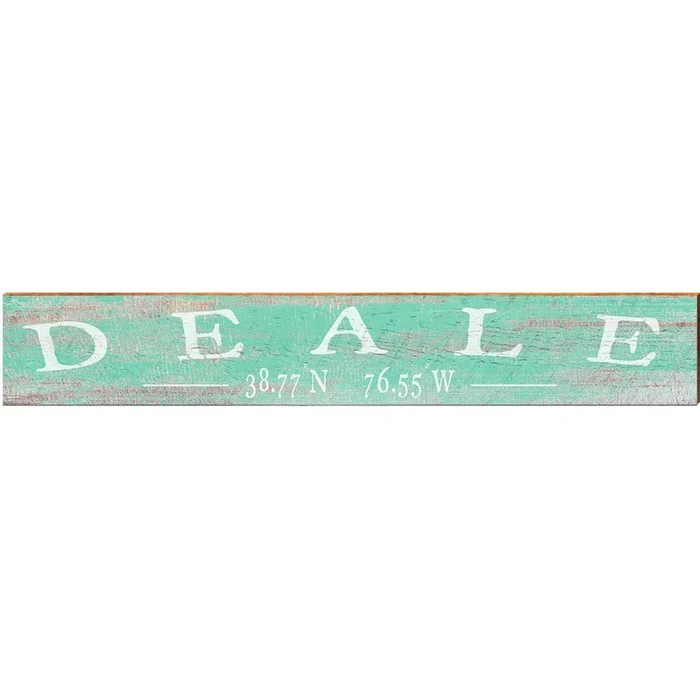 Deale Minimal Green & White Latitude Longitude | Wall Art Print on Real Wood