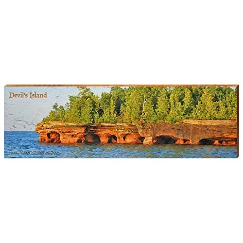 Devil’s Island, Wisconsin Home Decor Art Print on Real Wood