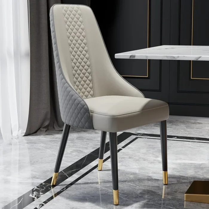 Diamic Modern Dining Chairs Upholstered Faux Leather High Back Gray Dining Room Chairs 8-Pieces