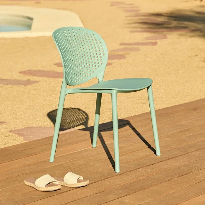 Dot Outdoor Stackable Dining Chair – Malibu Aqua