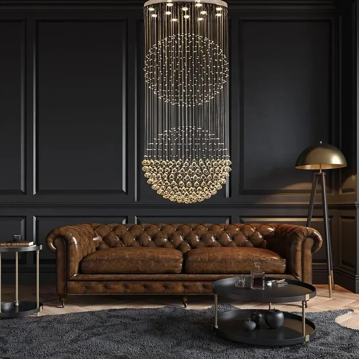 Double Sphere Metal Crystal Rustic Chandeliers Contemporary Chandeliers