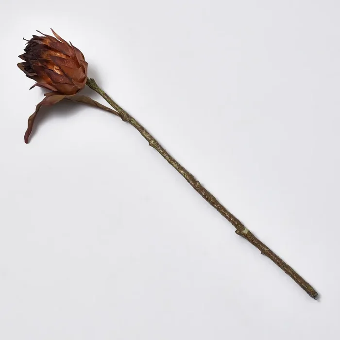 Dried Look Rustic Brown Faux Closed Artichoke Bud Single Stem Spray – 19″