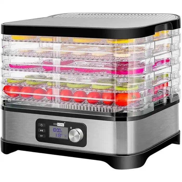 Electric 5-Tray Stainless Steel Food Dehydrator with Digital Timer and Temperature Control