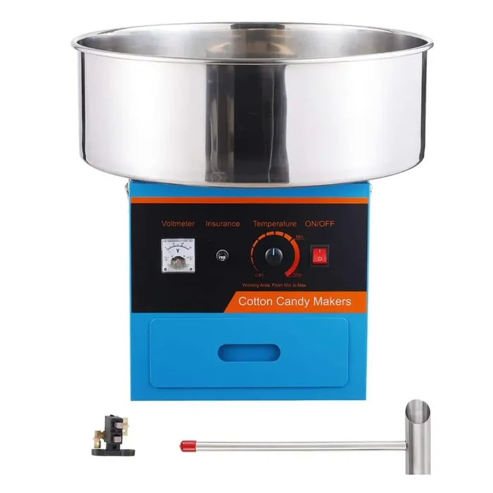 Electric Cotton Candy Machine, 1000W Candy Floss Maker, Commercial Cotton Candy Machine with Bowl and Sugar Scoop, Blue