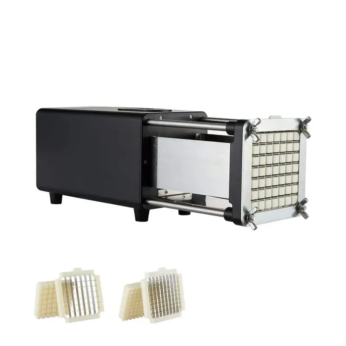Electric French Fry Cutter, Potato Slicer with 1/2-in. and 3/8-in. Stainless Steel Blades, Potato Cutter Chopper, Black
