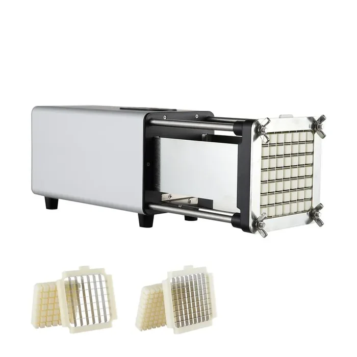Electric French Fry Cutter, Potato Slicer with 1/2-in. and 3/8-in. Stainless Steel Blades, Potato Cutter Chopper, Silver