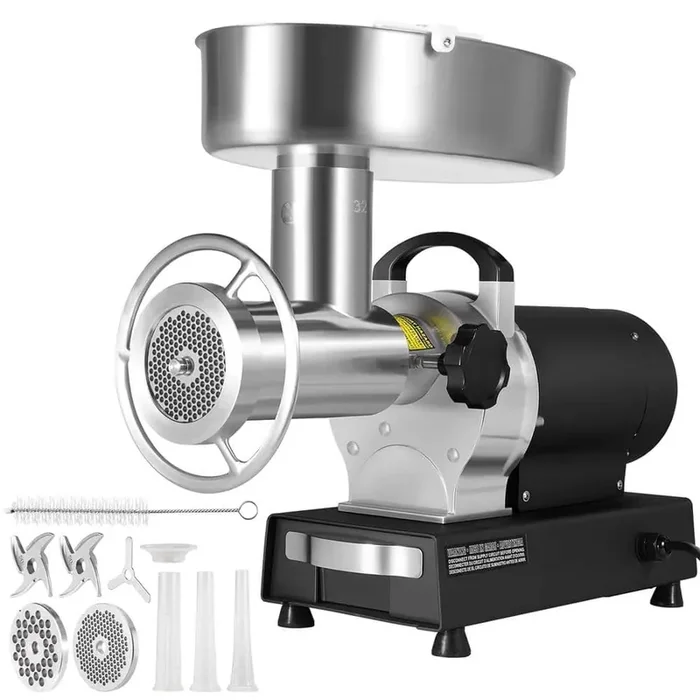 Electric Meat Grinder 992 lbs./H Capacity 1100-Watts Silver Meat Mincer Carbon Steel Commercial Meat Grinder, ETL Listed