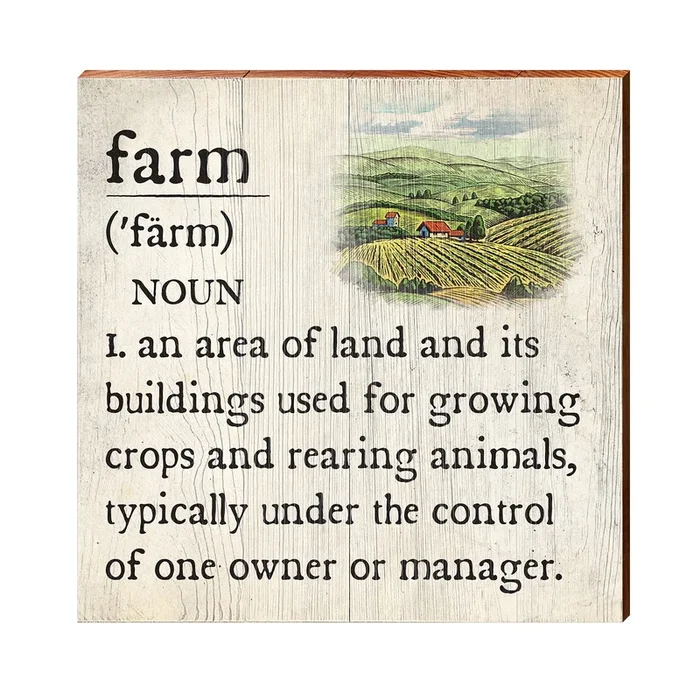Farm Definition Wooden Sign | Wall Art Print on Real Wood | Farmhouse Country Home Decor